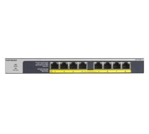 NETGEAR GS108LP Nevadīta Gigabit Ethernet (10/100/1000) ar Power over Ethernet (PoE) 1U Melna, Pelēka