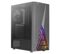 Aerocool DELTABKV1 ATX PC korpuss RGB priekšpuse ar pilnu sānu logu un 12 cm ventilatoru, melns - OBUAEROBU0074 - 4711099472796