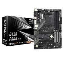 Asrock B450 Pro4 R2.0 AM4 Sokets ATX AMD B450 - PLYASRAM40067 - 4710483932786