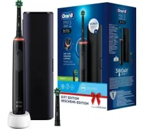 Oral-B Pro 3 3500 rotējošā elektriskā zobu suka - Melna + Papildu suka galviņa - Pro 3 3500 Black Edition - 8006540759912