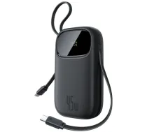 Powerbank Baseus EnerFill FC31 QPow3 20000mAh 45W ar digitālo displeju un 2 iebūvētiem USB-C kabeliem - melns - 6932172691110