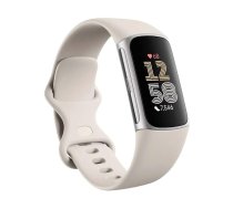 Fitbit Charge 6 Silver with Beige silicone Armband