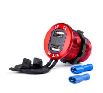 Waterproof phone charger with digital voltometer 2xUSB 12/24V MOD-11 AMIO 02861