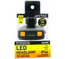 LED lukturis galvas 3W ZOOM, ar bezroku sensoru. IP44 (3xAAA) ENTAC EFL-ZOOM-G