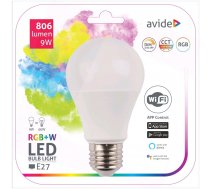 LED viedā spuldze Avide Wi-fi GLS E27 9W 806lm RGB+W, ar aplikāciju ASG27RGBW-9W-WIFI