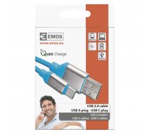 Lādētājs/savienojuma vads USB A spraudnis- C spraudnis 1m zils EMOS SM7025B