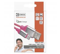 Lādētājs/savienojuma vads USB A spraudnis- C spraudnis 1m rozā EMOS SM7025P