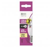 LED spuldze EMOS svecīte ar augstu krāsu atveides indeksu E14 6W 470lm 2700K Ra>96 ZQ3227