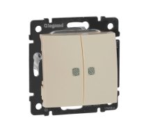 VALENA Dubultais pārslēdzis ar taust.10A IP20 ar apg. krēms Legrand 774112