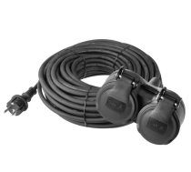 Pagarinātājs 2 rozetes /25m ar zemējumu 3x1.5 melns gumijas 16A IP44 EMOS P0704