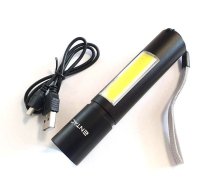 Lukturis+Power Bank 3W+2W COB LED 350lm 1200mAh USB melns ENTAC EFL-MR1200-XPE-ALU