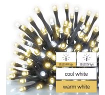 Virtene Zimassvētku CONN 100LED bez barošanas bloka 1.2W IP44 10m WW/CW EMOS D1AN01