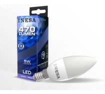 LED CANDLE E14 5W 240V 470lm 6500K 160' spuldze INESA 60629