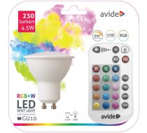 LED GU10 4.5W 230lm RGB+W+IR tālvadības pults spuldze AVIDE ASGU10RGBW-4.5W-RC