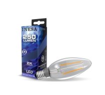 LED spuldze Inesa svecīte filamenta E14 2W 230V 250lm 2700K 300' 60619