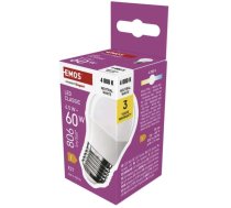 LED BALL E27 6.5W 240V 806lm 4000K spuldze EMOS ZQ6E43