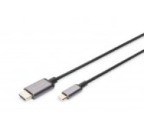Digitus USB Type-C uz HDMI adapteris DA-70821 1.8 m. melns. [to Adapter Black.]