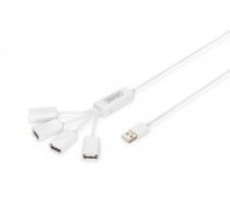 Digitus USB 2.0 kabeļa centrmezgls. vīrs. (barošanas avots nav iekļauts) DA-70216 [Cable Hub. 4-Port 4x A/F. 1x male. DC2.5mm PSU not incl.]