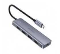 Ugreen C tipa USB HUB 4 x 3.2 Gen 1 ar USB-C barošanas portu pelēkā krāsā (CM219 70336) [Type 4x with power port gray]