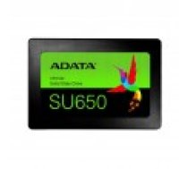 ADATA Ultimate SU650 256 GB. SSD formas koeficients 2.5". interfeiss SATA 6Gb/s. Rakstīšanas ātrums 450 MB/s. Lasīšanas 520 MB/s [form factor interface Write speed Read]