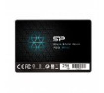 Silīcija jauda A55 256 GB. SSD formas koeficients 2.5". interfeiss SATA. Rakstīšanas ātrums 450 MB/s. Lasīšanas 550 MB/s [Silicon power form factor interface Write speed Read]