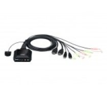 Aten HDMI?kabeļa KVM slēdzis ar tālvadības porta atlasītāju CS22H-AT [2-Port USB 4K HDMI Cable Switch with Remote Port Selector]