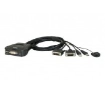 Aten USB DVI kabelis KVM slēdzis ar tālvadības porta atlasītāju [2-Port Cable Switch with Remote Port Selector]