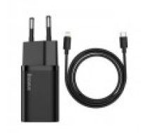 Baseus Super Si 1C ātrais lādētājs C tipa USB 20W strāvas padeve zibens kabelis 1 m melns (TZCCSUP-B01) [fast charger Type Power Delivery Lightning cable 1m black]