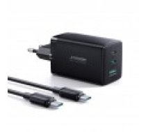 Joyroom ātrais GaN lādētājs 65 W USB-A. 2x USB-C melns kabelis 100 1.2 m (TCG01) [fast charger 65W black cable 100W 1.2m]