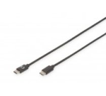 Digitus C?tipa USB savienojuma kabelis AK-300138-010-S USB?cilpa 2.0 (C?tips). (C tips). melns. [Type-C Connection Cable Male Type C. Black.]
