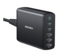 Sienas lādētājs GaN Rocoren 3x USB-C. USB. 100W (melns) [Wall charger black]