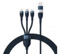 3in1 USB kabelis Baseus Flash Series 2. USB-C micro Lightning. 100W. 1.2m (zils) [cable blue]
