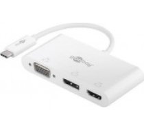 Goobay USB-C vairāku portu adapteris VGA+DP+HDMI 52412 balts [Multiport Adapter White]