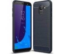 Hurtel Carbon Case elastīgs vāciņš TPU maciņš priekš Samsung Galaxy J6 2018 J600 zils [elastyczne etui pokrowiec niebieski]