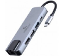Dokstacija Gembird USB Type-C 5-in-1 Grey