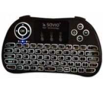 Savio KW-02 Bezvadu Kompakta Klaviatūra PC PS4 XBOX Smart TV Android + TouchPad Melna (Ar Apgaismojumu)