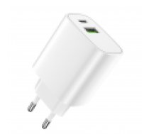 Forever wall charger 1xUSB QC 3.0 + 1xUSB-C PD 20W LS-04 white