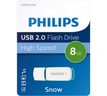 Philips FM08FD70B USB zibatmiņa 8 GB USB Type-A 2.0 Tirkīzs, Balts