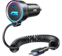 Joyroom Car charger Joyroom JR-CL07, 3-in-1, 1x USB + 1x PD, 55W + Type-C cable (black)