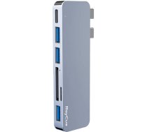 Raycue Hub 6w2 RayCue 2x USB-C do Thunderbolt 3 + 3x USB-A 3.0 5Gbps + SD/TF 2.0 (szary)