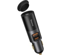 Baseus Share Together Fast Charge Car Charger with Cigarette Lighter Expansion Port, 2x USB, 120W (Gray)