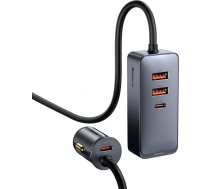 Baseus Car charger Baseus Share Together with extension cord, 2x USB, 2x USB-C, 120W (grey)