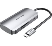 Vention USB-C to 3x USB3.0 Docking Station, SD, TF, PD 0.15m Vention TNHHB, gray