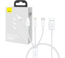 Baseus Quick Charge USB to M+L+C  Baseus Superior Data 3.5A 0,5m (White)