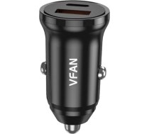 Vipfan Car charger VFAN C03, USB + USB-C, 20W, PD + QC 3.0 (black)