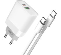 XO Wall Charger XO L64, USB + USB-C, 20W (White)