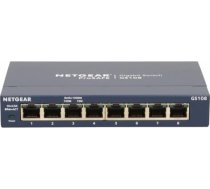 Netgear GS108GE tīkla pārslēgs Nepārvaldīts Gigabit Ethernet (10/100/1000) Zils