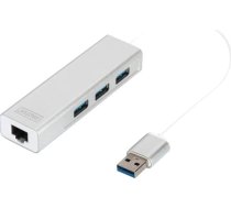 Digitus Hub USB 3.0, 3-ports Gigabit LAN adaptor