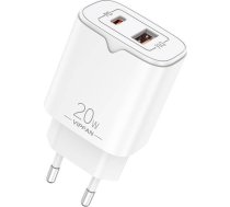 Vipfan Network charger VFAN E08, USB + USB-C, 20W PD + QC 3.0 (white)