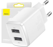 Baseus Compact Quick Charger, 2x USB, 10.5W (white)